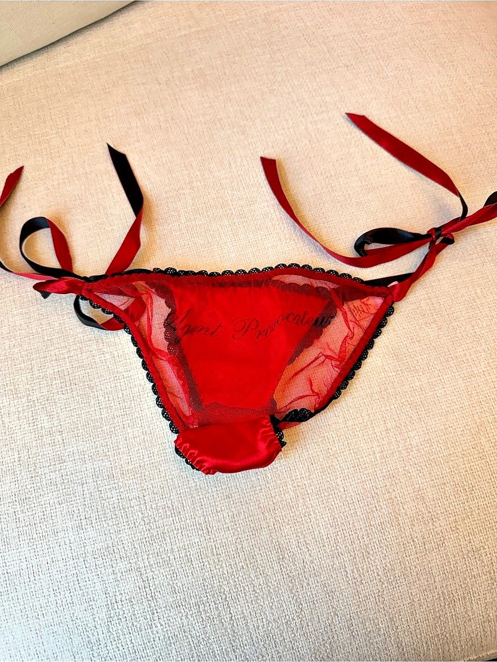 Agent Provocateur Red & Black Lace Panty Like New